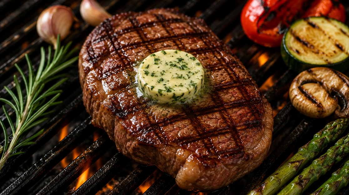 Grilovaný steak s bylinkovým máslem