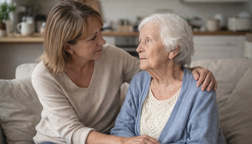 Domácí péče o seniora - dcera se s láskou stará o svoji maminku