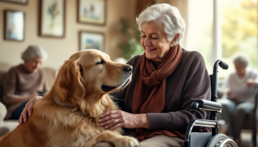 Zvířecí terapie v domu pro seniory